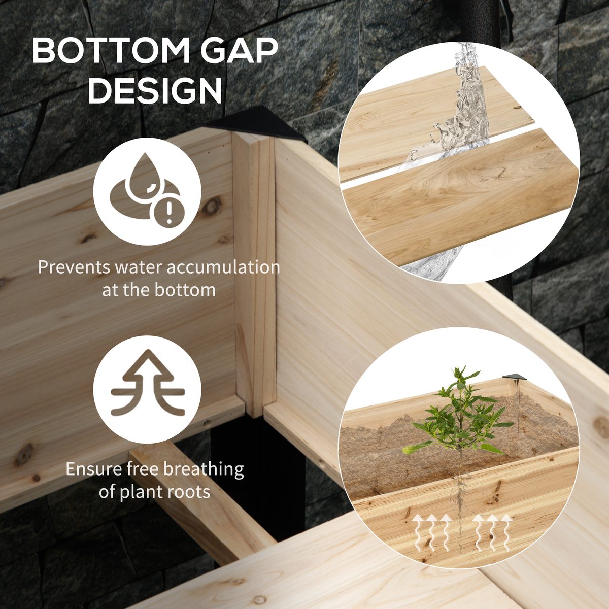  Raised Garden Bed, Elevated Planter Box, 47"x24"x29" with Legs, Metal Frame, Wooden Planter Pot for Backyard, Patio to Grow Vegetables, Herbs, and Flowers, Natural