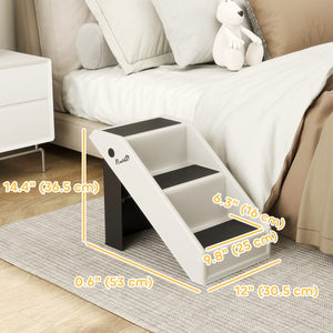  Dog Stairs for Small Dogs, 14.5" H Foldable Pet Ramp with 3 Non-Slip Steps for High Beds or Sofas