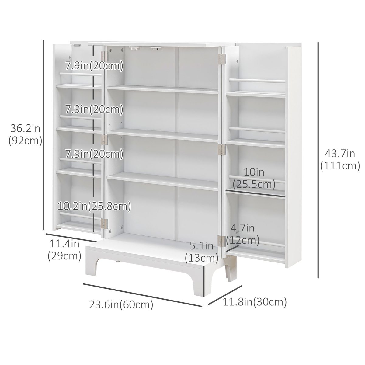  44" Storage Cabinet, 2-Door Kitchen Pantry Cabinet with 4-tier Shelving, 8 Spice Racks and Adjustable Shelves