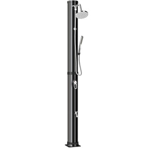  10.6 Gal Solar Heated Shower, 7.2 FT Outdoor Shower with 2 Shower Heads, Adjustable Temperature, Foot Faucet