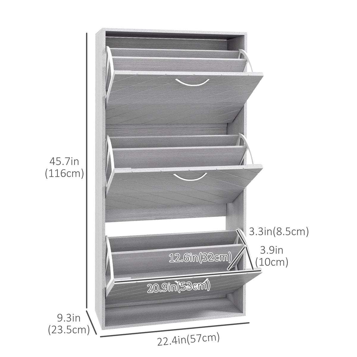  Shoe Storage Cabinet with 3 Flip Drawers, Narrow and Slim, 12 Pair of Shoes Organizer for Hallway, Entryway