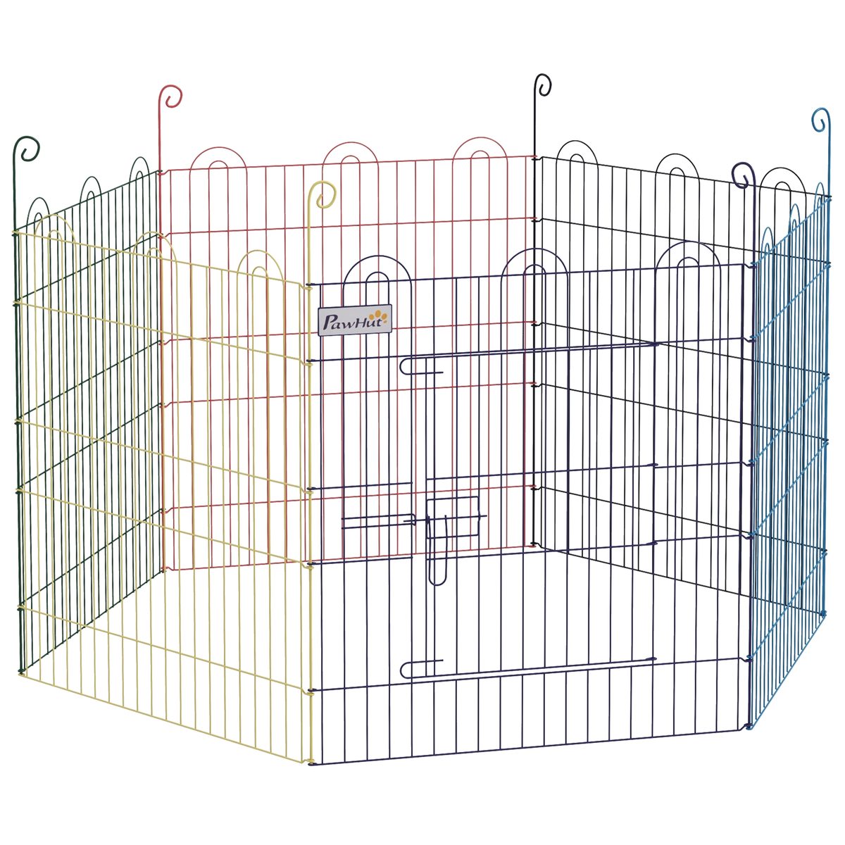  Metal Pet Playpen Portable Hexagon Dog Exercise Fence Multi-colored