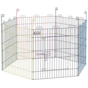  Metal Pet Playpen Portable Hexagon Dog Exercise Fence Multi-colored