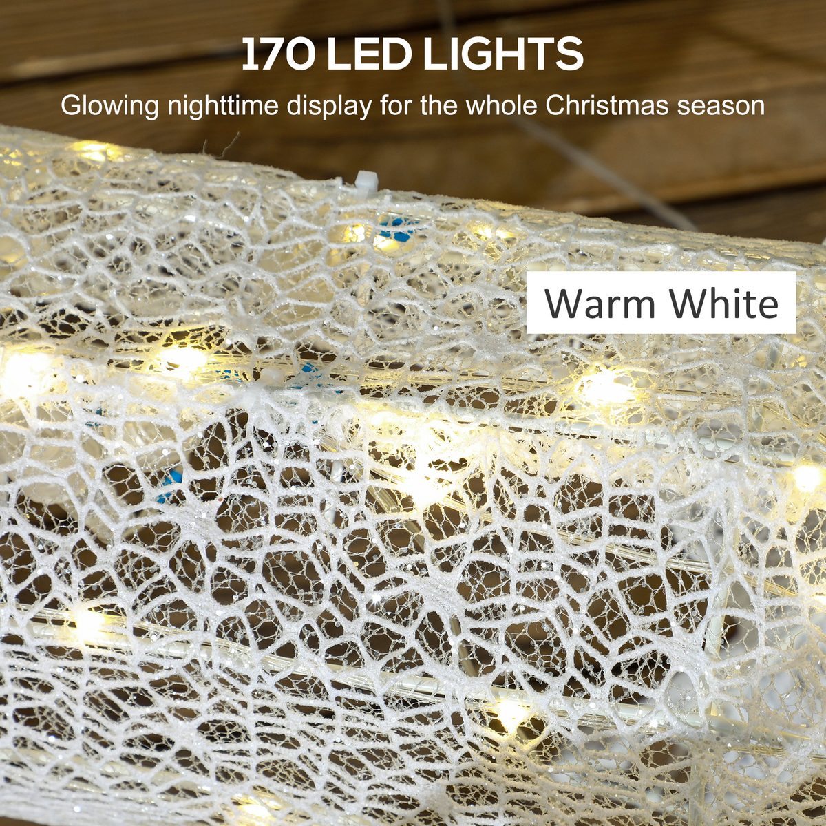  Outdoor Lighted Deer Xmas Decor, Light Up Reindeer Christmas Decoration w/ 170 LED Lights for Holiday, Garden, White