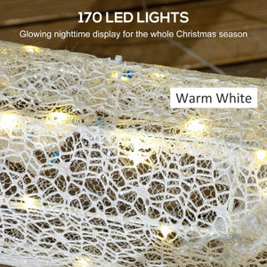  Outdoor Lighted Deer Xmas Decor, Light Up Reindeer Christmas Decoration w/ 170 LED Lights for Holiday, Garden, White
