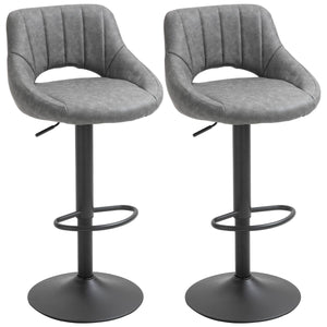 Bar Stools Set of 2, Swivel Counter Height Barstools with Adjustable Height and Cutout Back