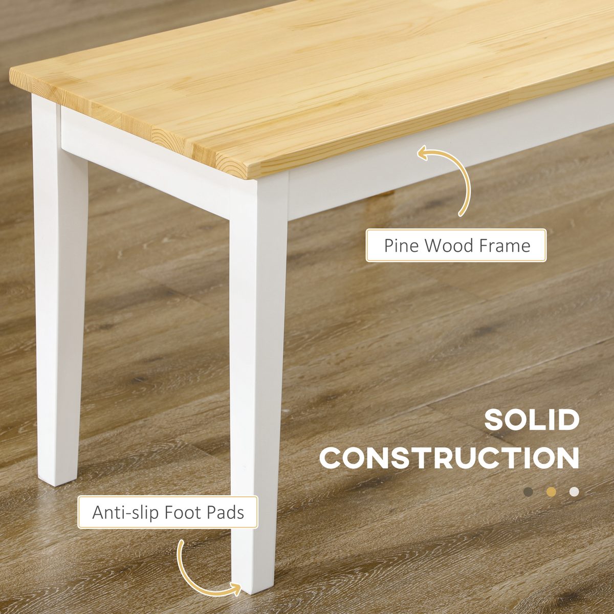  40" Wood Dining Bench for 2 People, Wooden Bench Seat for Kitchen, Dining Room, Entryway, Natural