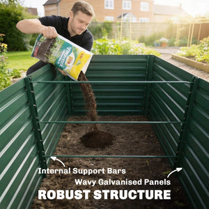  6' x 3' x 2' Raised Garden Bed, Set of 2 Galvanized Planter Box for Vegetables, Flowers, Herbs, Green