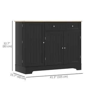  Modern Sideboard Cabinet, 41" Kitchen Buffet Cabinet with Drawer, Adjustable Shelf, 3 Doors for Dining Room, Black
