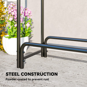  Firewood Rack with Waterproof Cover, 500 kg Log Storage Holder with Steel Chains, 142" x 14" x 39", Dark Green
