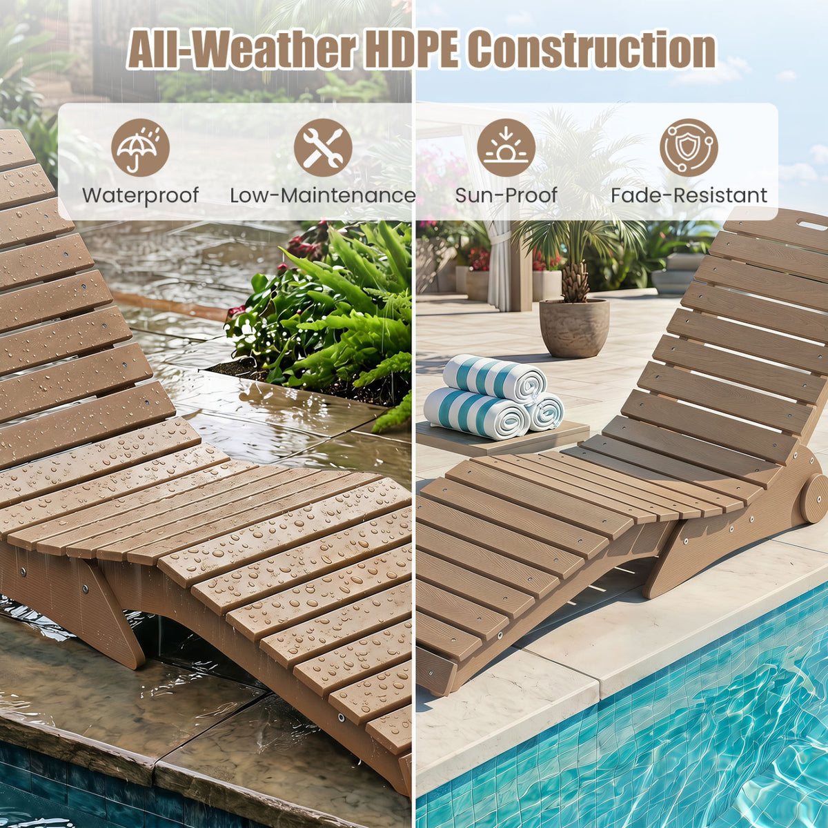 In-Pool Lounge Chair with Weighted Anti-Floating Design 450 LBS for Baja Shelf-Brown view 7