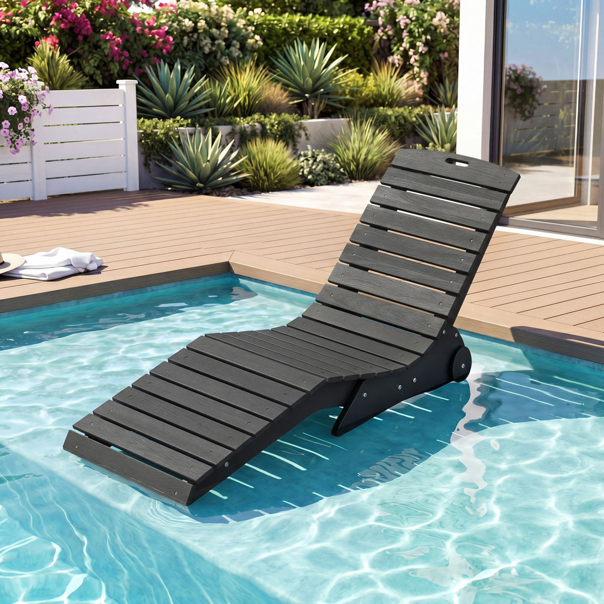 In-Pool Lounge Chair with Weighted Anti-Floating Design 450 LBS for Baja Shelf-Dark Gray view 2