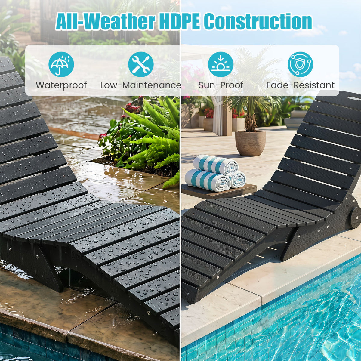 In-Pool Lounge Chair with Weighted Anti-Floating Design 450 LBS for Baja Shelf-Dark Gray view 7