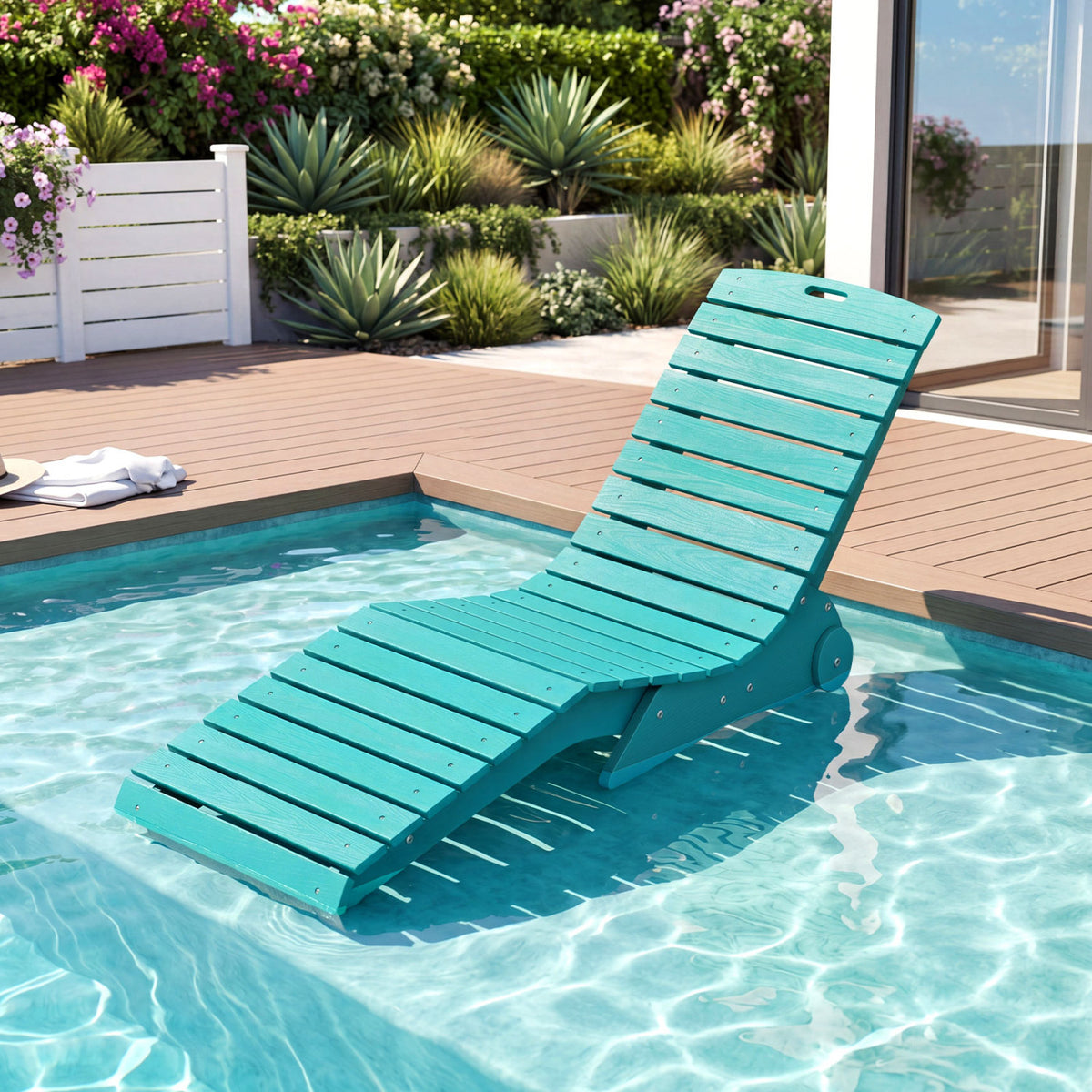 In-Pool Lounge Chair with Weighted Anti-Floating Design 450 LBS for Baja Shelf-Turquoise view 2