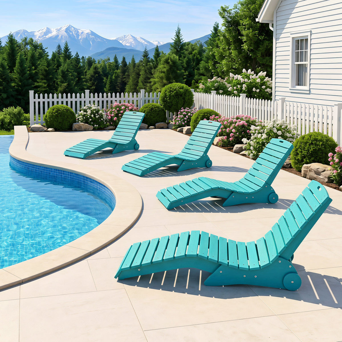 In-Pool Lounge Chair with Weighted Anti-Floating Design 450 LBS for Baja Shelf-Turquoise view 5