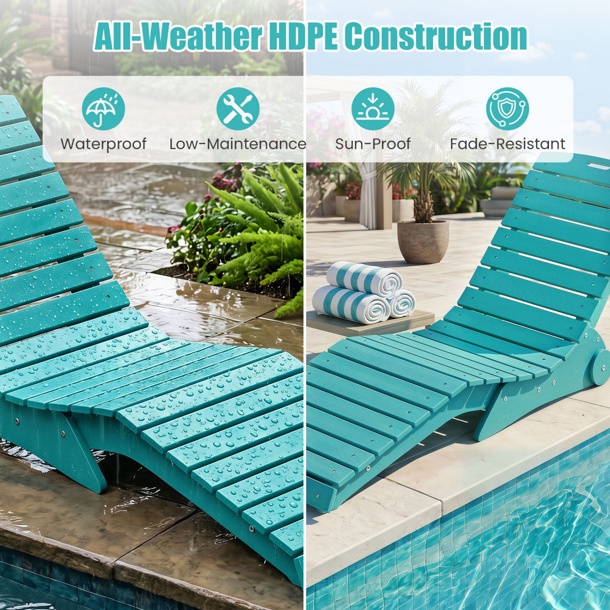 In-Pool Lounge Chair with Weighted Anti-Floating Design 450 LBS for Baja Shelf-Turquoise view 7