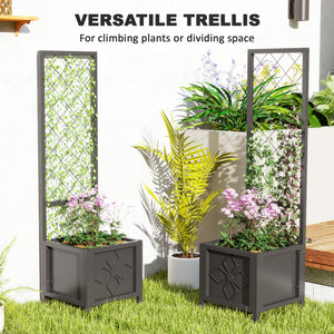 Galvanized Raised Garden Bed with Trellis, Metal Planter Box with Drainage Holes for Climbing Plants, Vegetable, Vines
