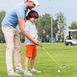 Individual Gold Club for Boys and Girls with Fiberglass Shaft and Headcover-Yellow view 2