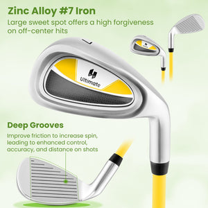 Individual Gold Club for Boys and Girls with Fiberglass Shaft and Headcover-Yellow view 9