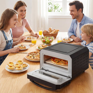Indoor Electric Pizza Oven Countertop Pizza Oven for 12 Inch Pizzas-Black view 3