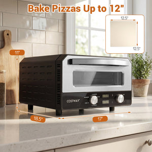 Indoor Electric Pizza Oven Countertop Pizza Oven for 12 Inch Pizzas-Black view 4