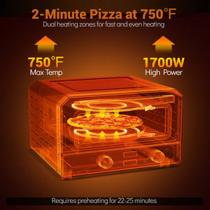 Indoor Electric Pizza Oven Countertop Pizza Oven for 12 Inch Pizzas-Black view 5