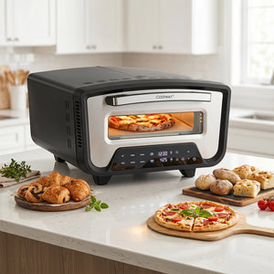 Indoor Electric Pizza Oven for 12 inches Pizzas with 8 Presets-Black view 2
