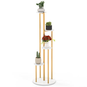 Indoor Metal Plant Stand Corner Plant Shelf for Potted Plant with Golden Metal Frame-White view 4
