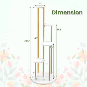 Indoor Metal Plant Stand Corner Plant Shelf for Potted Plant with Golden Metal Frame-White view 5