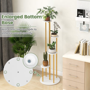 Indoor Metal Plant Stand Corner Plant Shelf for Potted Plant with Golden Metal Frame-White view 9