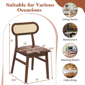 Indoor Mid Century Wood Dining Chairs Set of 2, for Dining Room-Coffee view 3