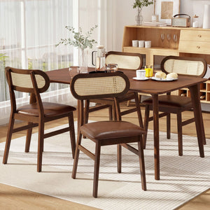 Indoor Mid Century Wood Dining Chairs Set of 2, for Dining Room-Coffee view 4