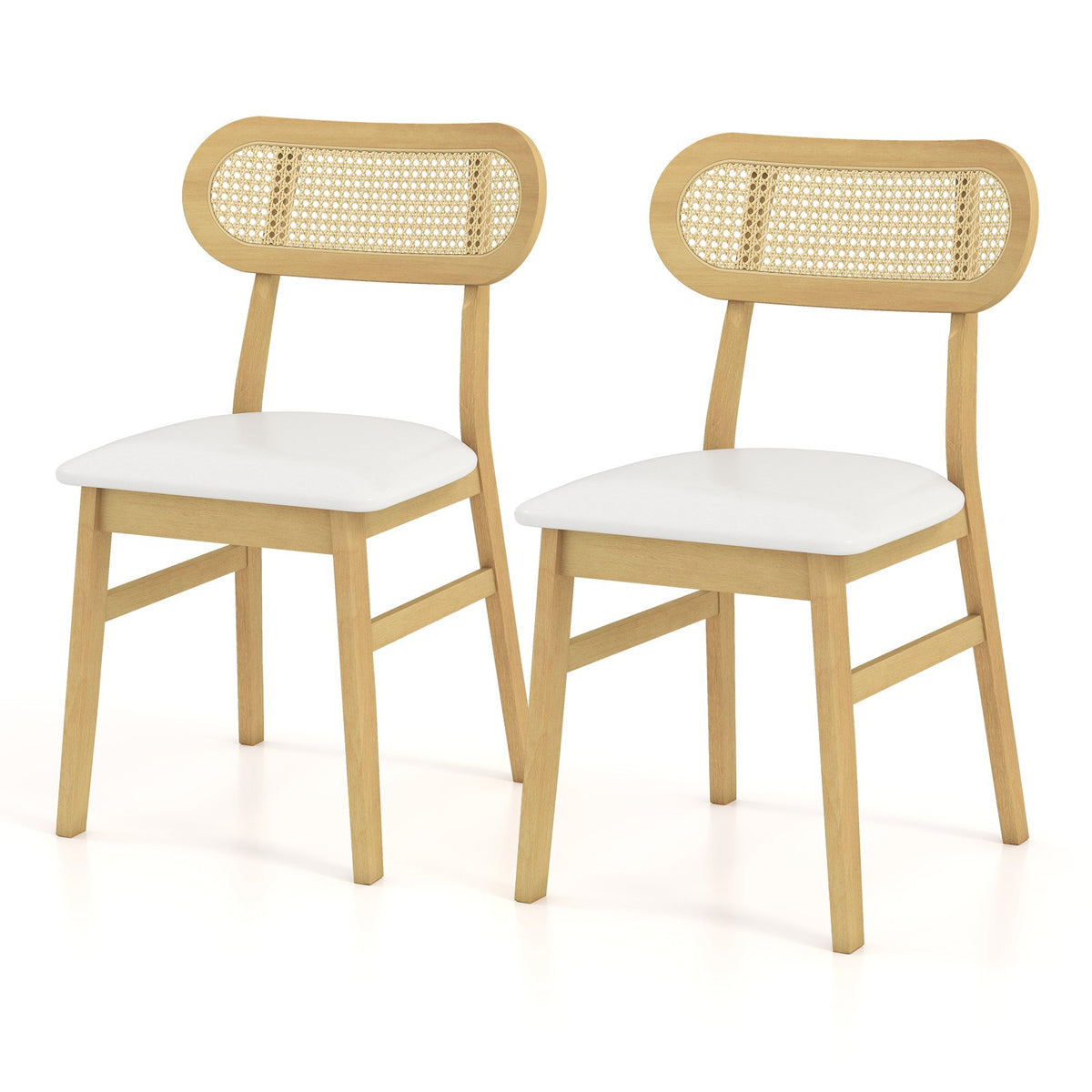 Indoor Mid Century Wood Dining Chairs Set of 2, for Dining Room-White