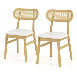 Indoor Mid Century Wood Dining Chairs Set of 2, for Dining Room-White
