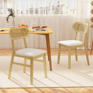 Indoor Mid Century Wood Dining Chairs Set of 2, for Dining Room-White view 2
