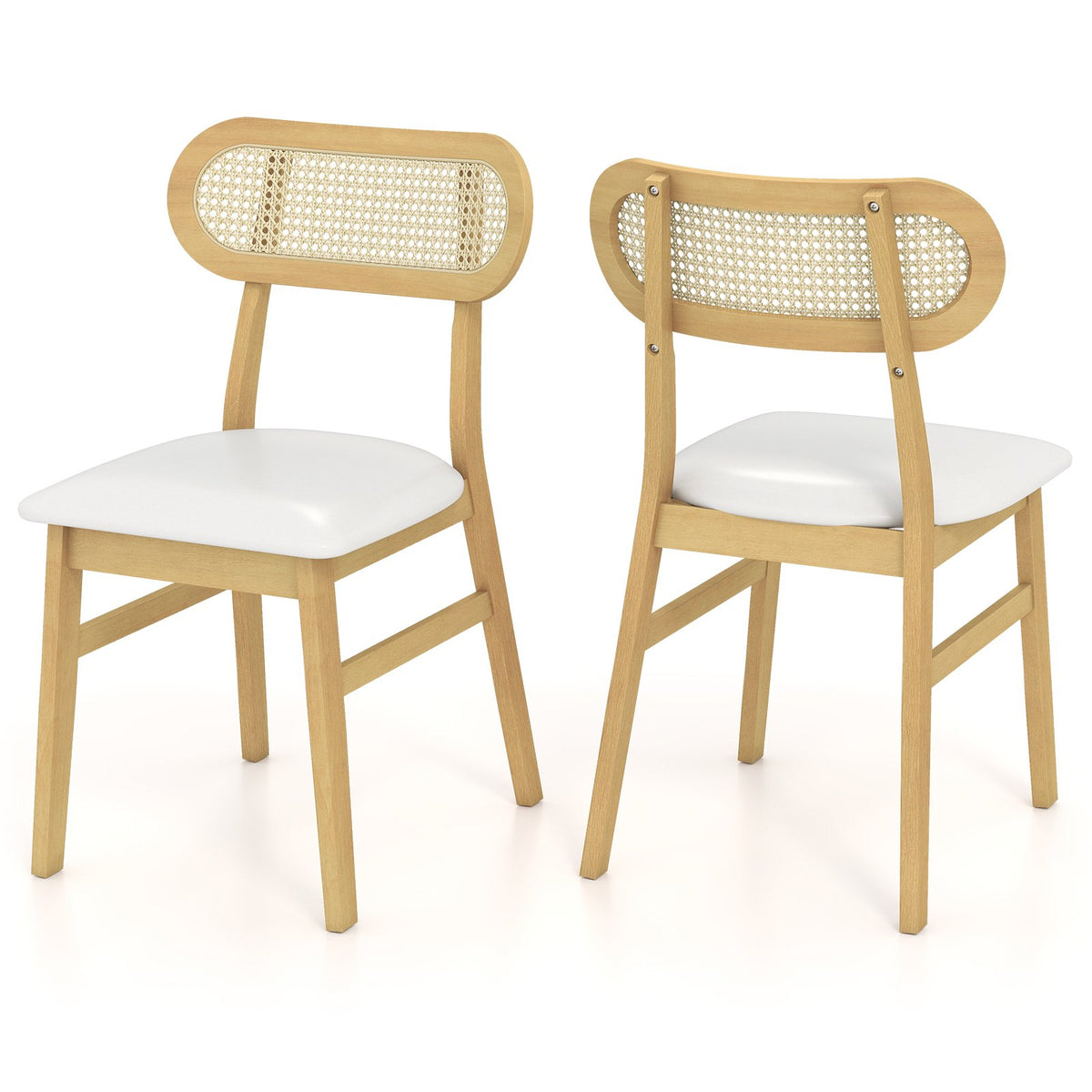 Indoor Mid Century Wood Dining Chairs Set of 2, for Dining Room-White view 4