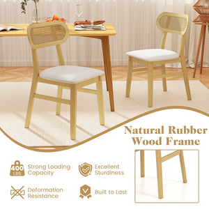 Indoor Mid Century Wood Dining Chairs Set of 2, for Dining Room-White view 6