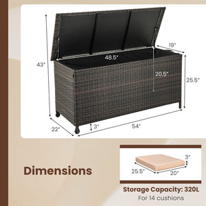 Indoor Outdoor 85 Gallon Storage Container with Waterproof Liner and Universal Wheels-Brown view 4
