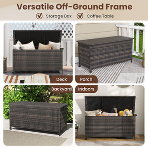 Indoor Outdoor 85 Gallon Storage Container with Waterproof Liner and Universal Wheels-Brown view 6