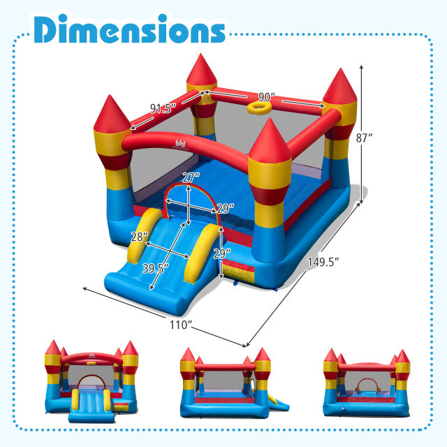 Indoor Outdoor Blow-up Bouncy Castle with 550W Blower for Yard view 4