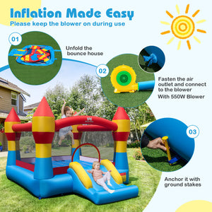 Indoor Outdoor Blow-up Bouncy Castle with 550W Blower for Yard view 5