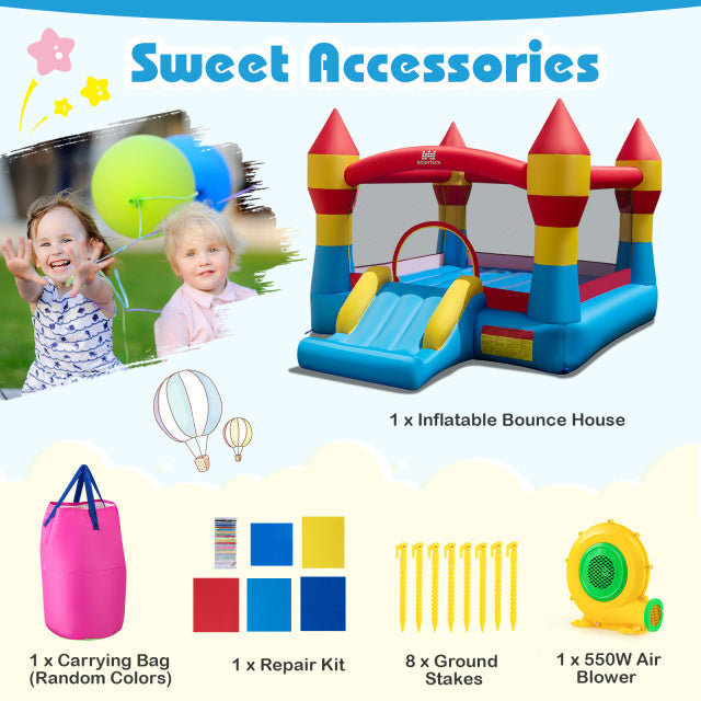 Indoor Outdoor Blow-up Bouncy Castle with 550W Blower for Yard view 9