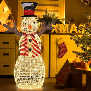 Indoor/Outdoor Christmas Lighted Snowman Decorations with Pre-Lit 80 Lights view 3