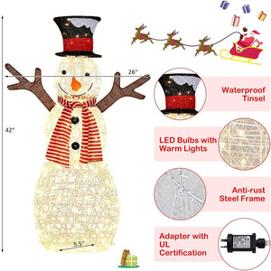 Indoor/Outdoor Christmas Lighted Snowman Decorations with Pre-Lit 80 Lights view 4