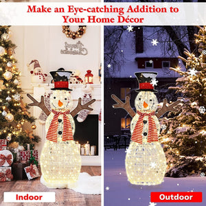 Indoor/Outdoor Christmas Lighted Snowman Decorations with Pre-Lit 80 Lights view 8