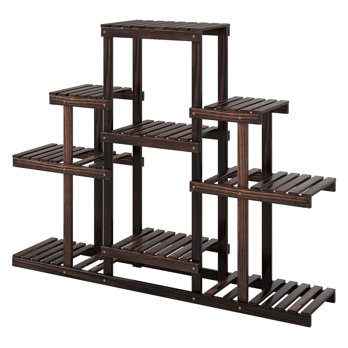 Indoor Outdoor Wood Plant Stand Multi-Tiered Corner Plant Shelf Flowerpot Holder-Brown view 4