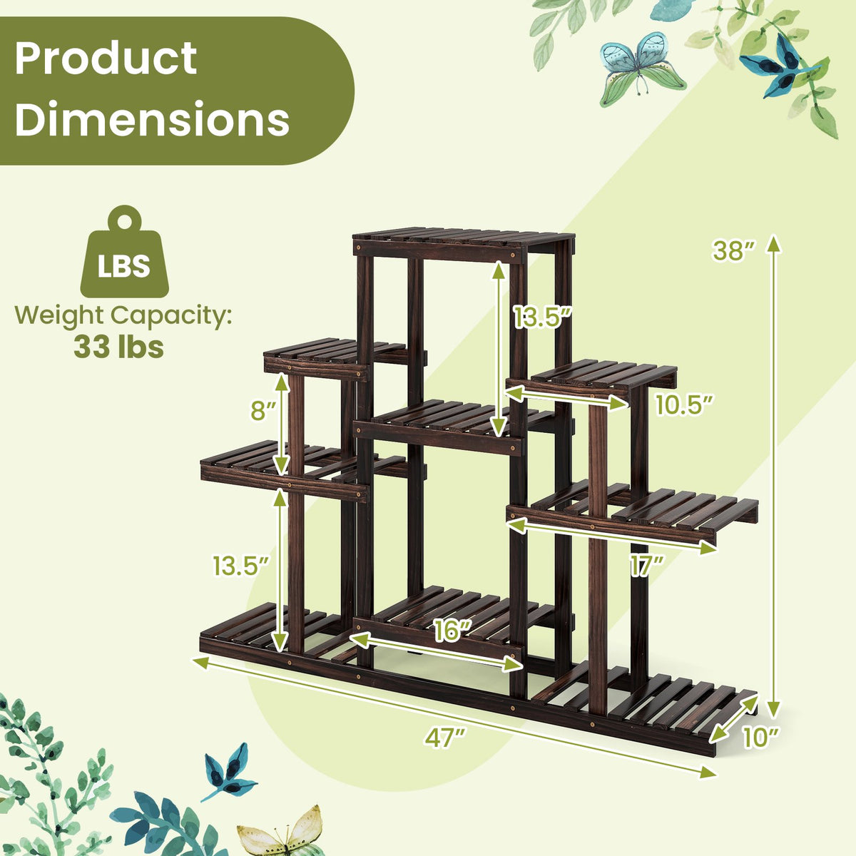Indoor Outdoor Wood Plant Stand Multi-Tiered Corner Plant Shelf Flowerpot Holder-Brown view 5