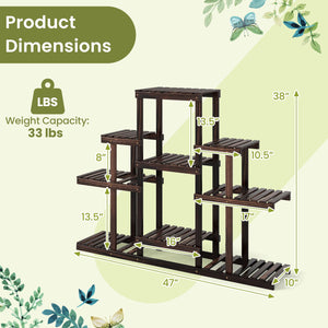 Indoor Outdoor Wood Plant Stand Multi-Tiered Corner Plant Shelf Flowerpot Holder-Brown view 5