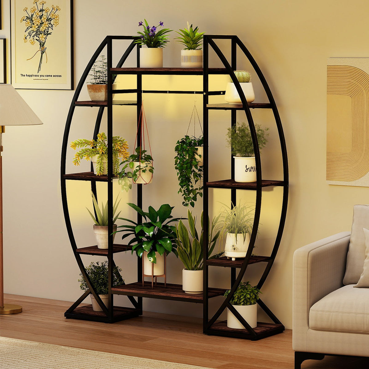 Indoor Plant Stand 63 inches Tall 10-Tier Corner Metal Plant Shelf Large Flowerpot Holder-Brown view 2