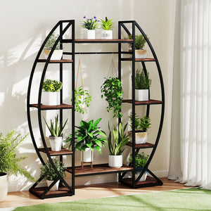 Indoor Plant Stand 63 inches Tall 10-Tier Corner Metal Plant Shelf Large Flowerpot Holder-Brown view 3
